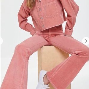 Pink Corduroy Flare Pants